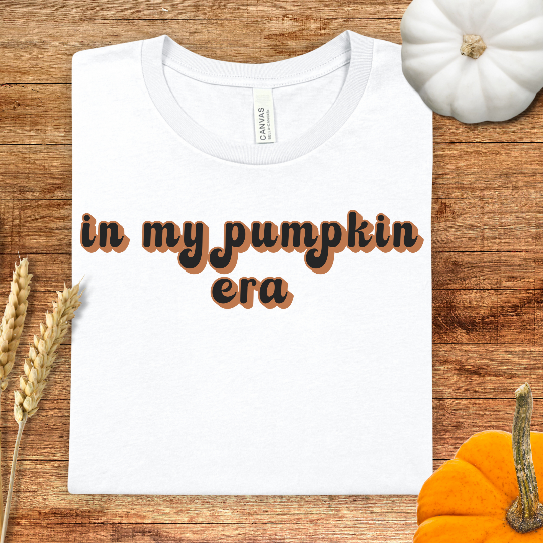 In my Pumpkin Era Black and Orange Retro Style Fall T-Shirt