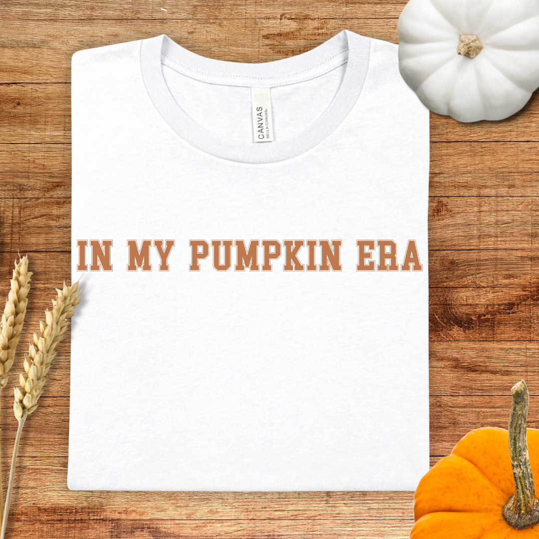 In my Pumpkin Era Orange Varsity Style Fall T-Shirt
