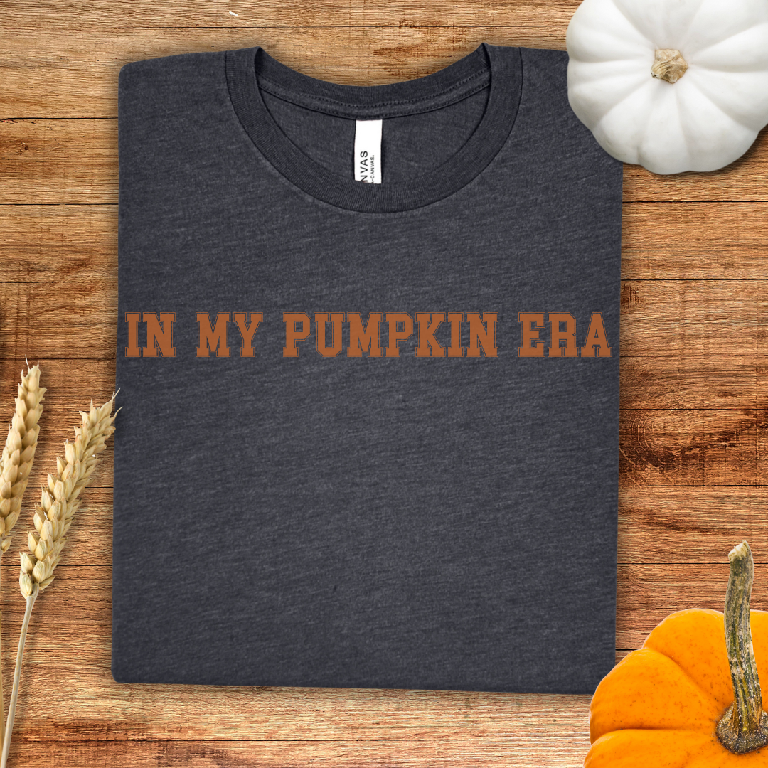 In my Pumpkin Era Orange Varsity Style Fall T-Shirt