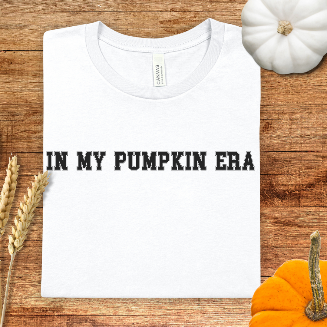 In my Pumpkin Era Varsity Style Fall T-Shirt