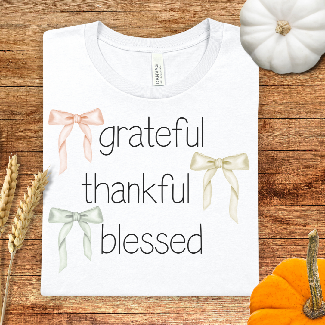 Grateful Thankful Blessed Coquette Thanksgiving T-Shirt