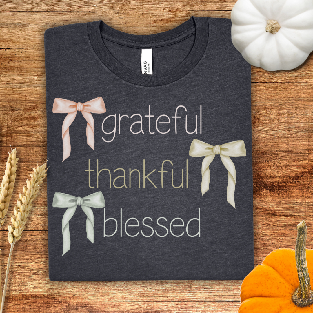 Grateful Thankful Blessed Coquette Thanksgiving T-Shirt