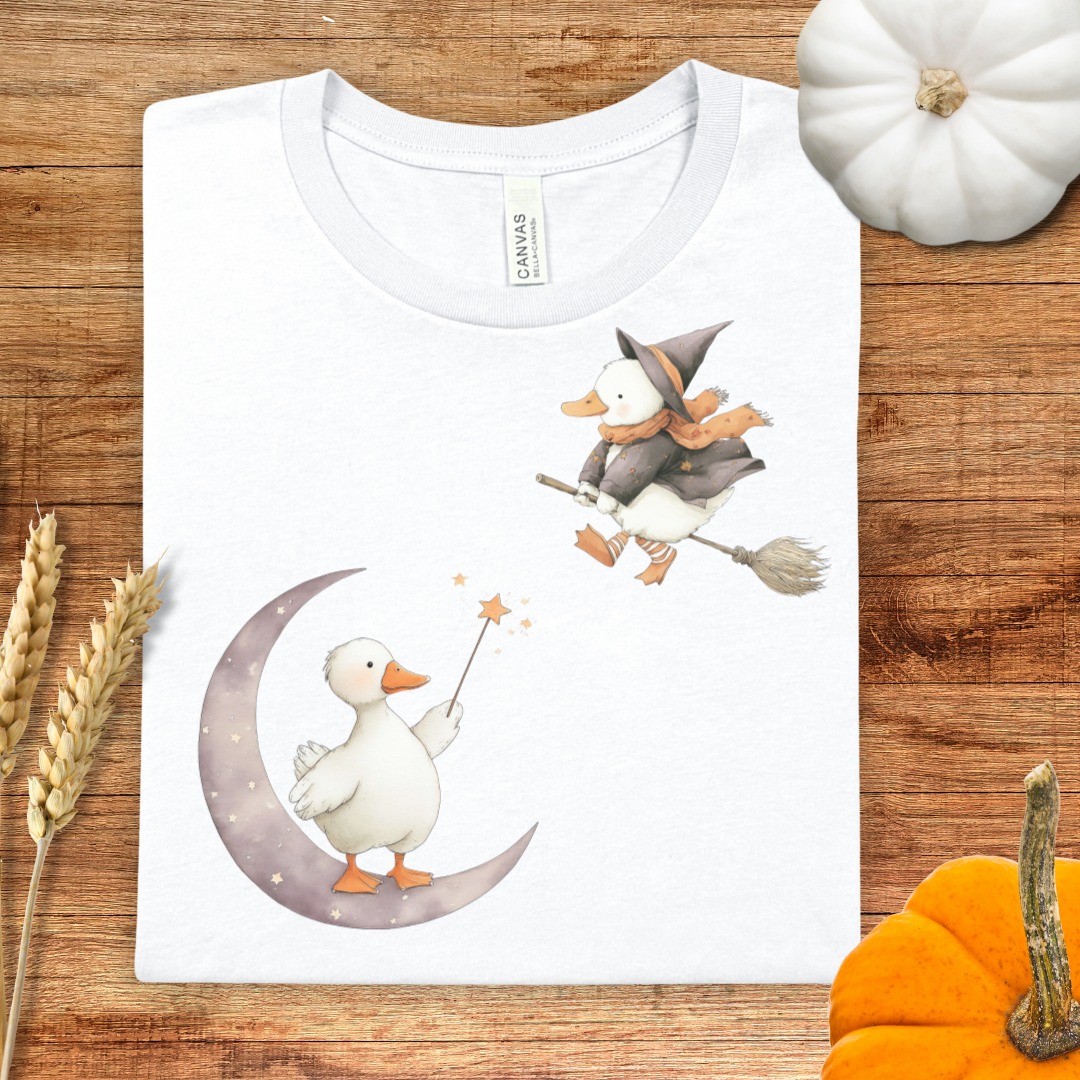 Magical Witch and Duck Halloween T-Shirt