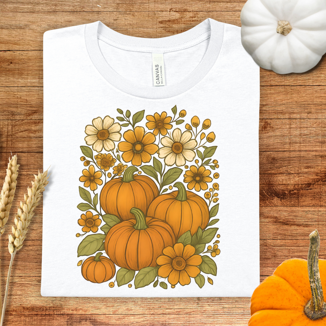 Autumn Floral Pumpkin T-Shirt