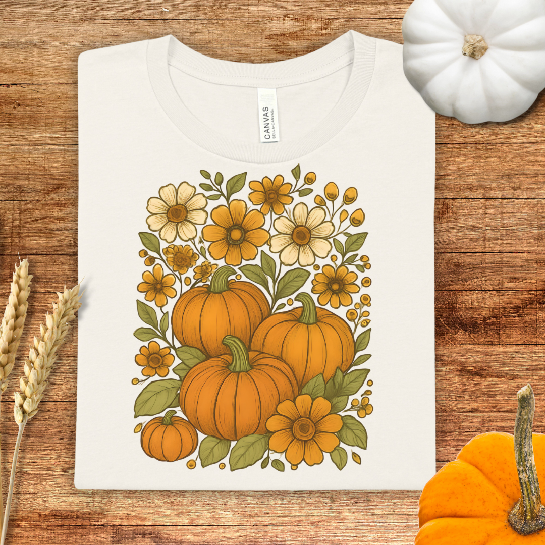 Autumn Floral Pumpkin T-Shirt