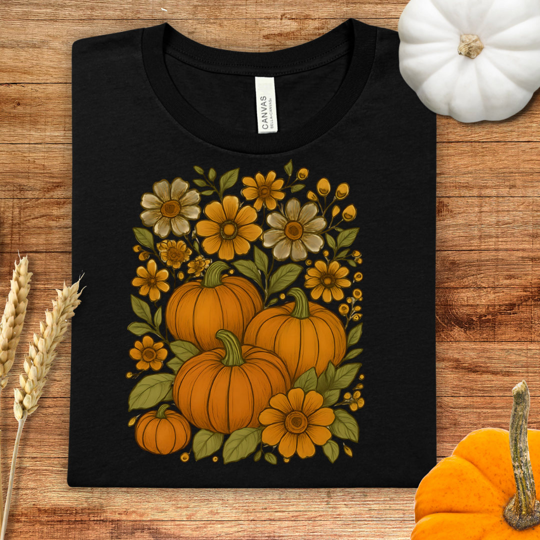 Autumn Floral Pumpkin T-Shirt