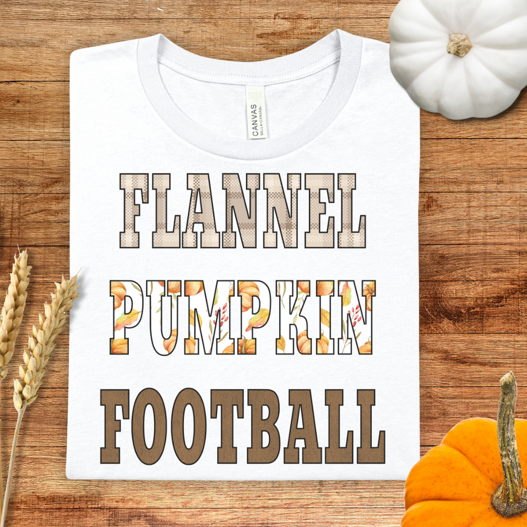 Flannel Pumpkin Football Fall T-Shirt