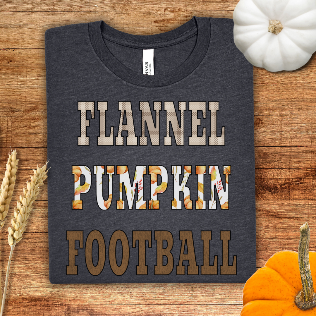 Flannel Pumpkin Football Fall T-Shirt