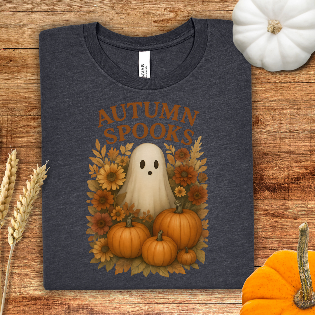 Autumn Spooks Fall Ghost and Florals T-Shirt