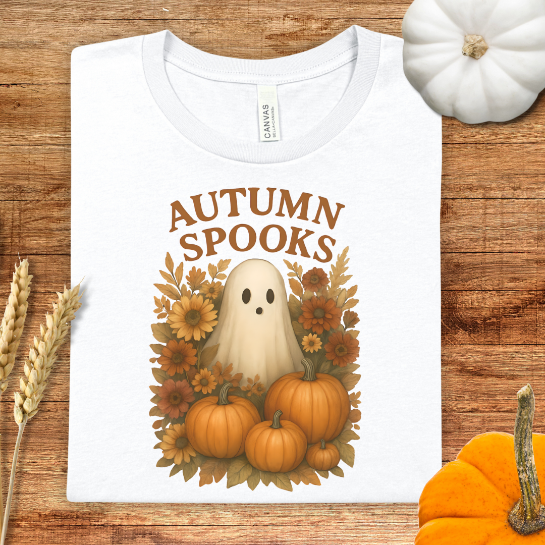 Autumn Spooks Fall Ghost and Florals T-Shirt
