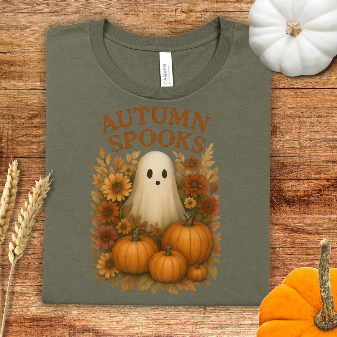 Autumn Spooks Fall Ghost and Florals T-Shirt