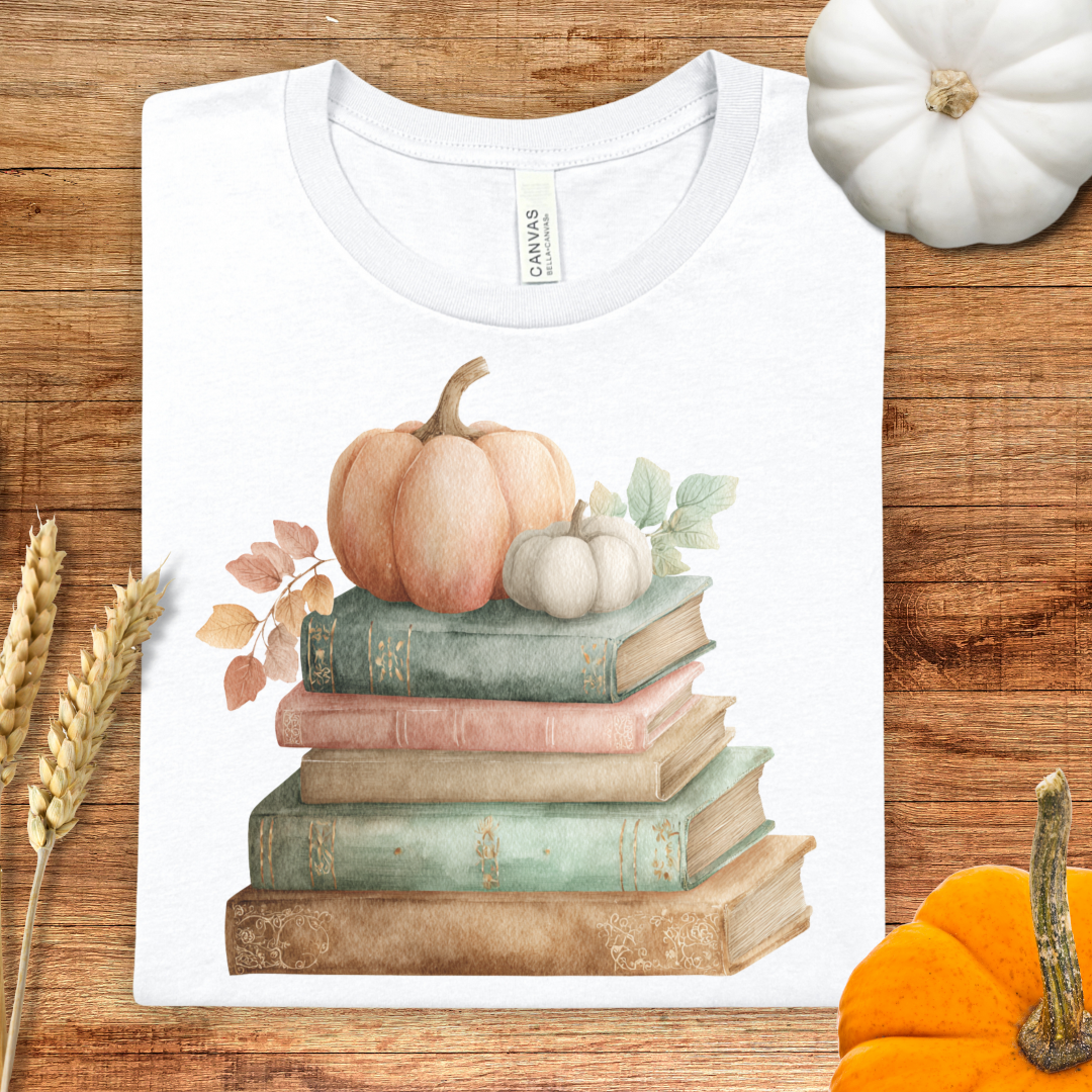 Fall Vibes Book Stack T-Shirt