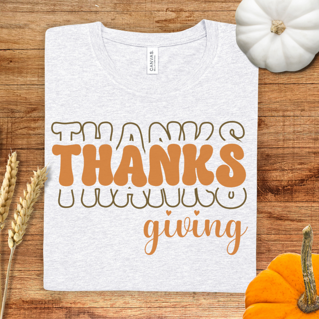 Thanks Thanks Thanksgiving Orange Text T-Shirt