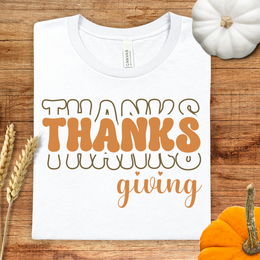 Thanks Thanks Thanksgiving Orange Text T-Shirt