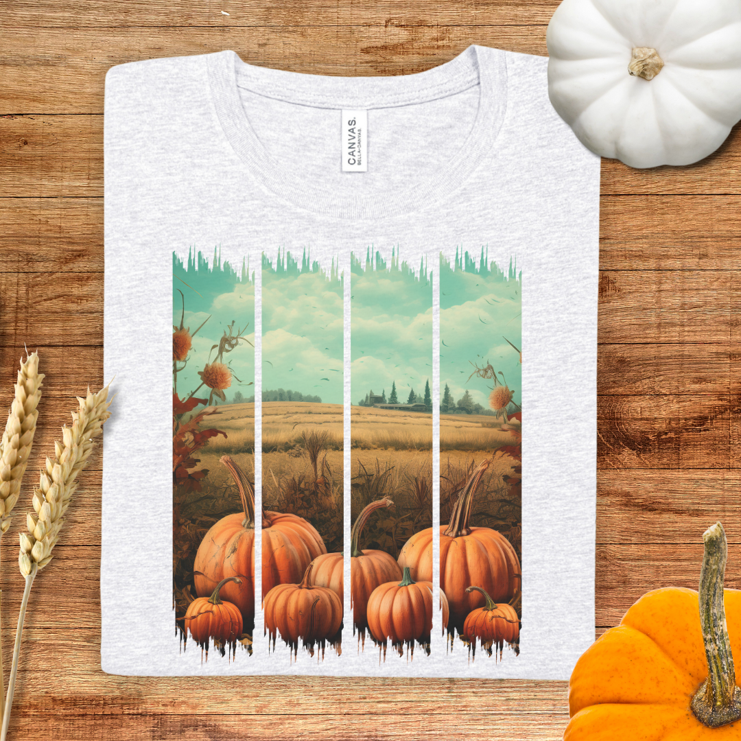 Vintage Harvest Pumpkin Brush Stroke Fall T-Shirt
