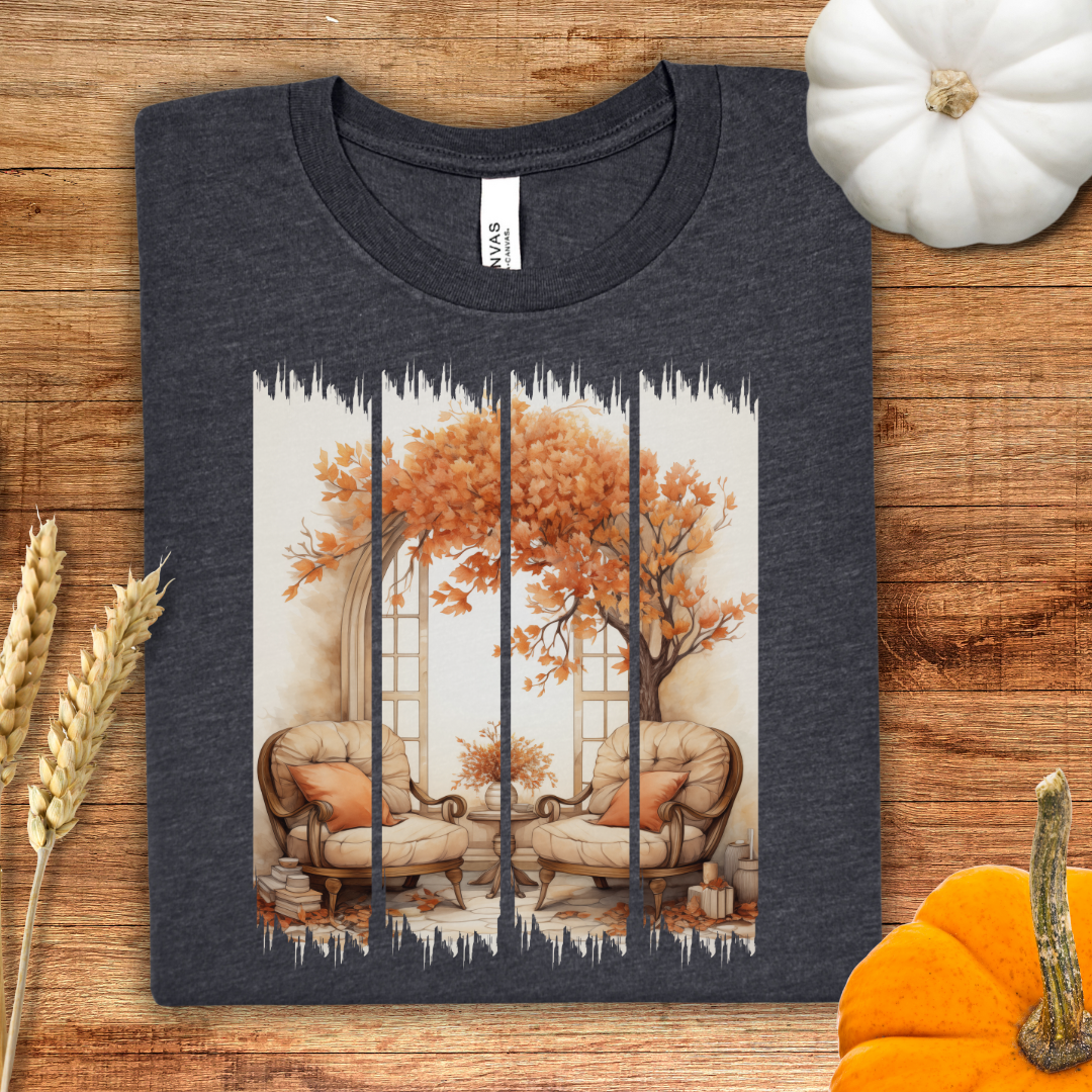 Cozy Autumn Window Seat Brush Stoke Fall T-Shirt