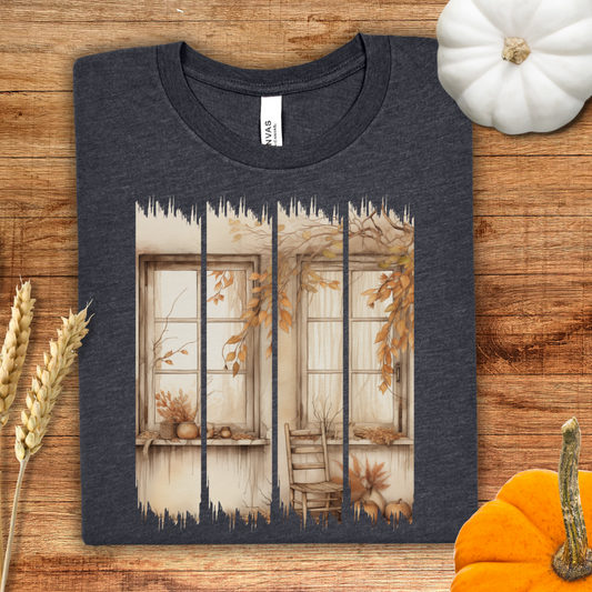Cozy Autumn Front Porch Brush Stroke T-Shirt