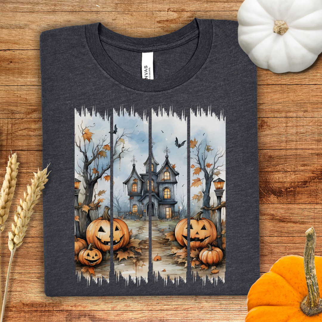 Halloween Haunted House Spooky Brush Stroke T-Shirt