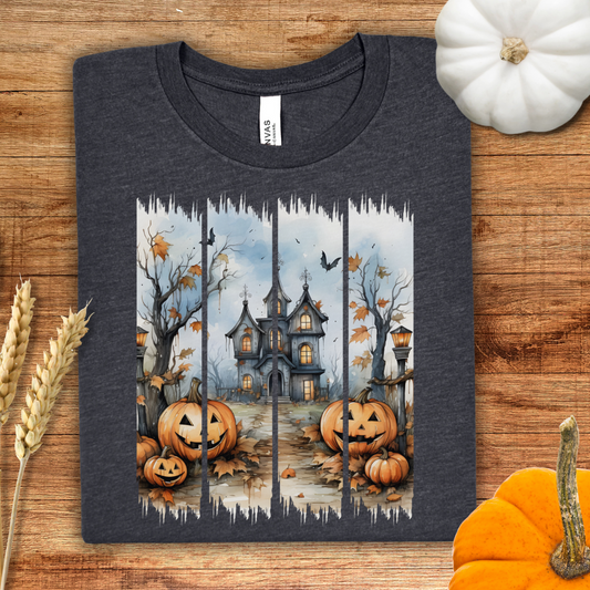 Halloween Haunted House Spooky Brush Stroke T-Shirt