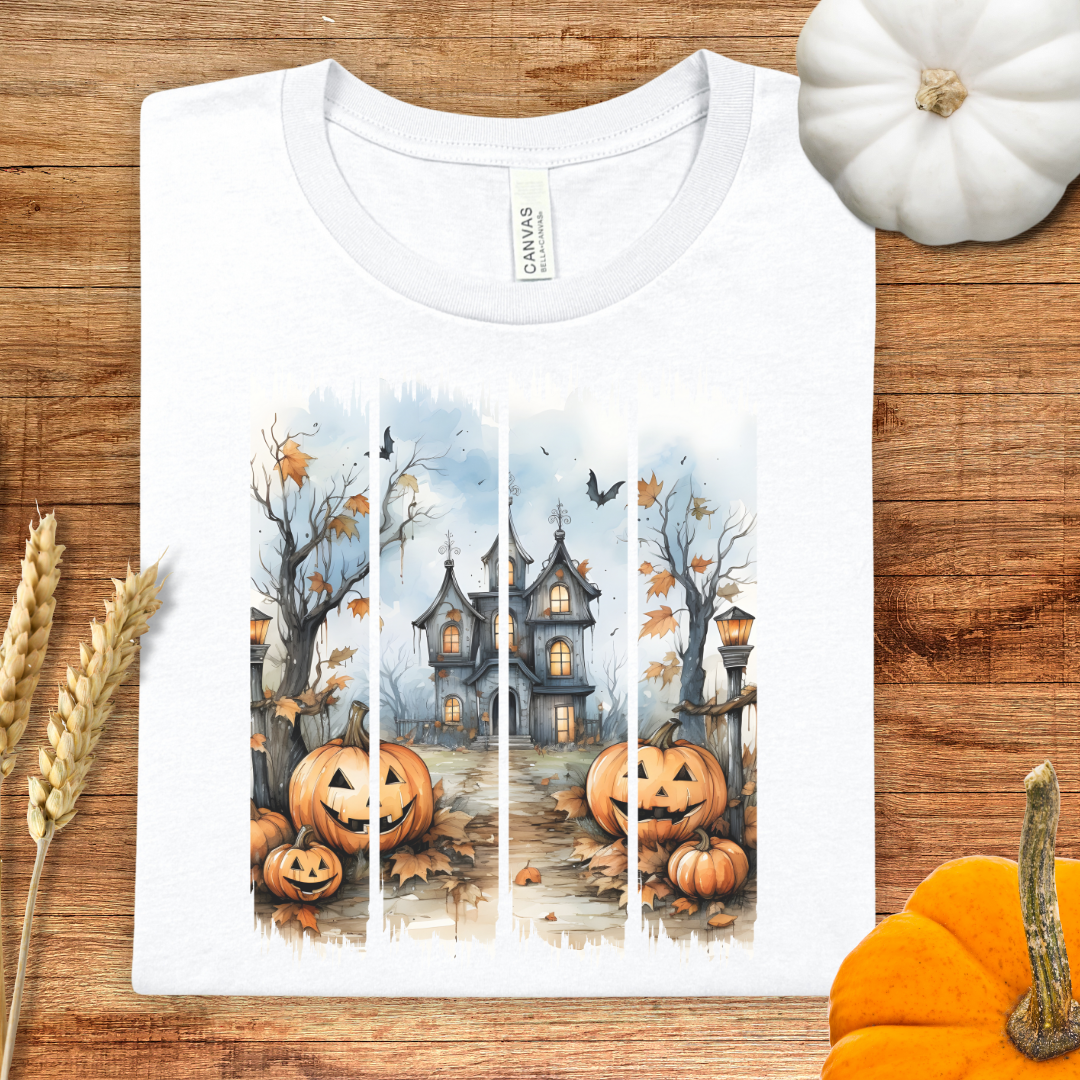 Halloween Haunted House Spooky Brush Stroke T-Shirt