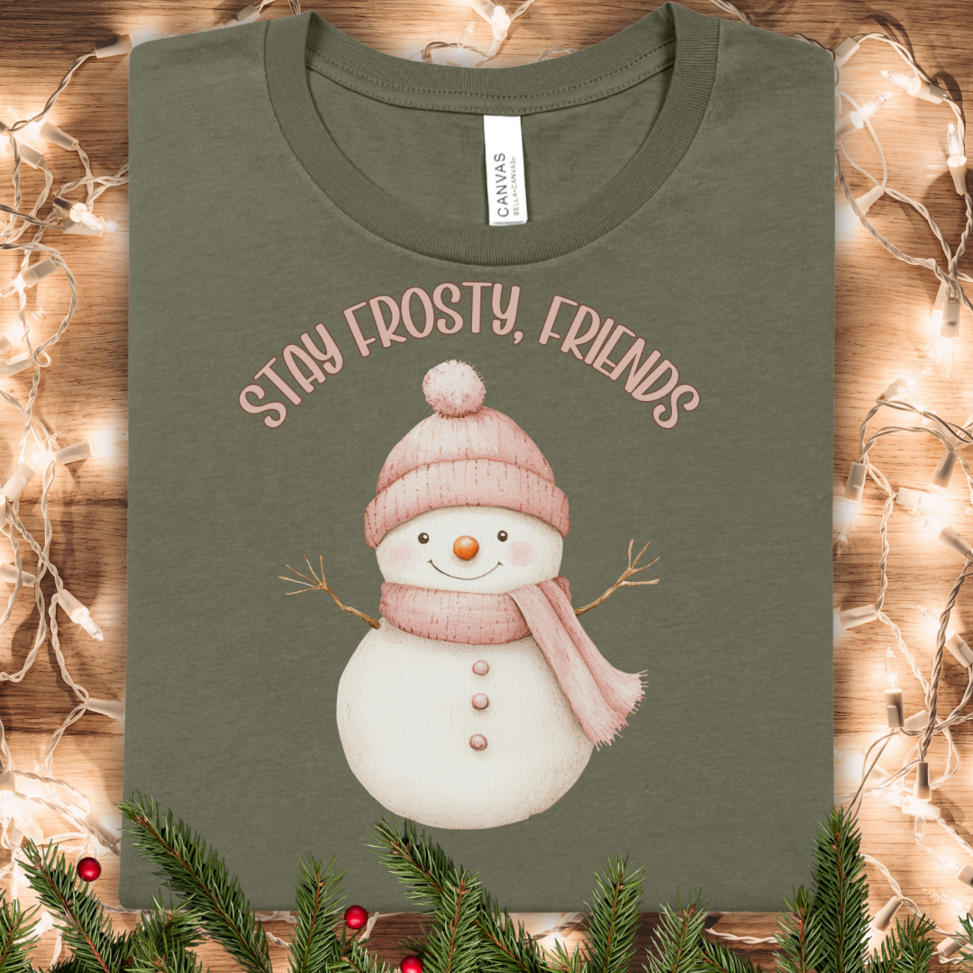 Stay Frosty, Friends Cute Pastel Snowman T-Shirt