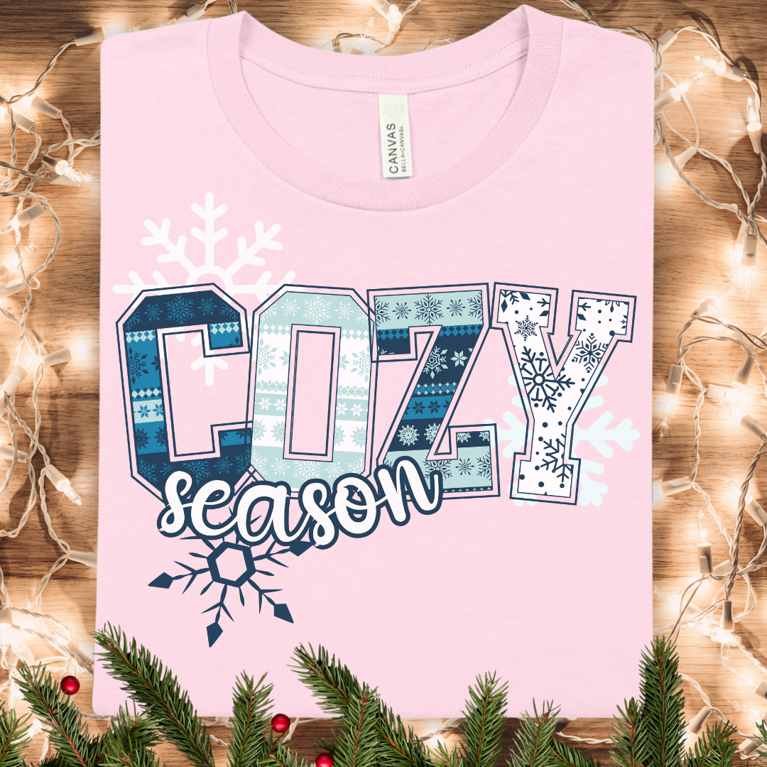 Blue Cozy Season Winter Snowflake T-Shirt