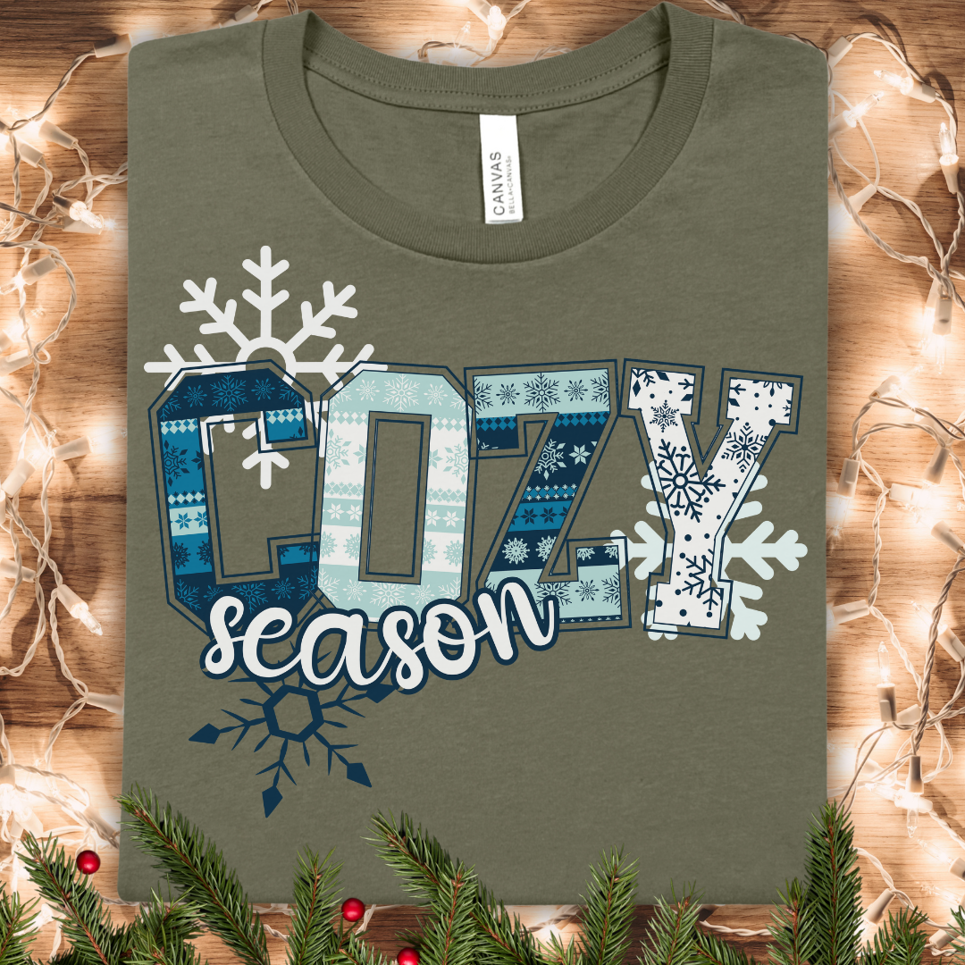 Blue Cozy Season Winter Snowflake T-Shirt