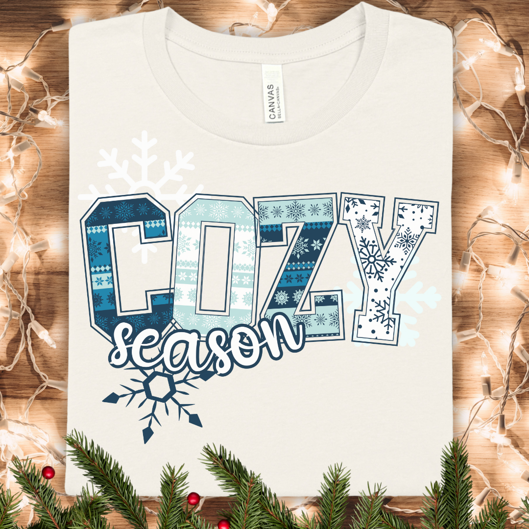 Blue Cozy Season Winter Snowflake T-Shirt