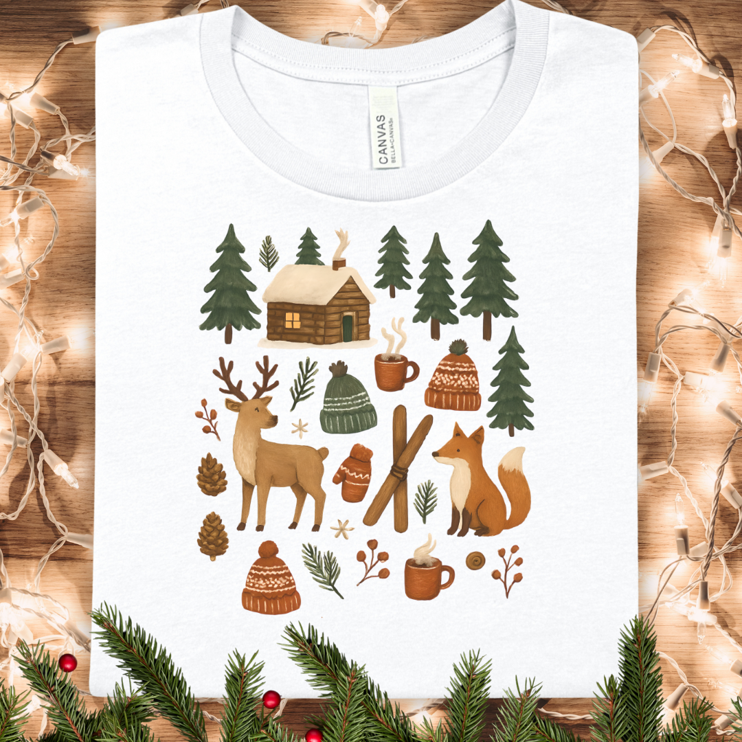 Cozy Rustic Winter Woodland Theme T-Shirt