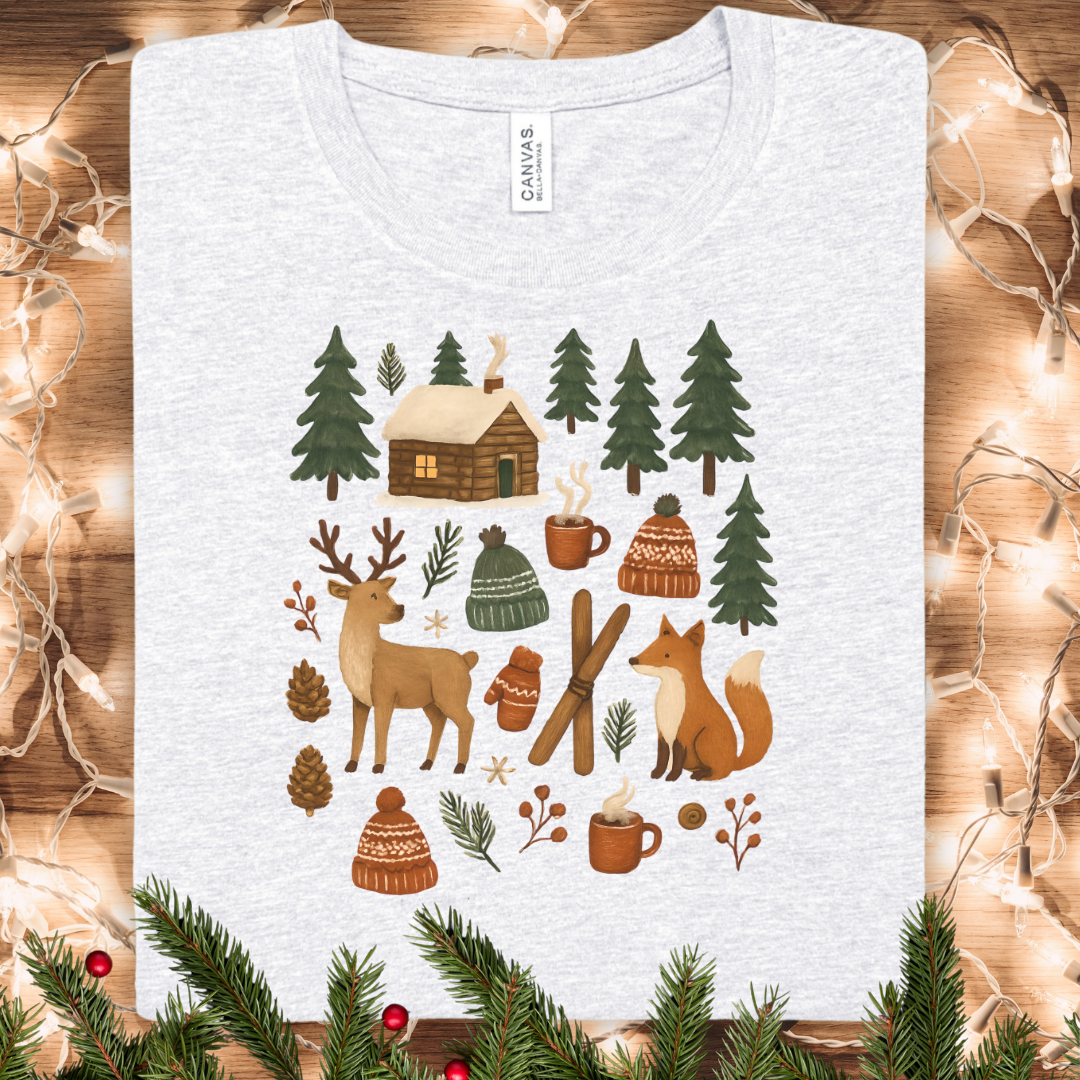 Cozy Rustic Winter Woodland Theme T-Shirt