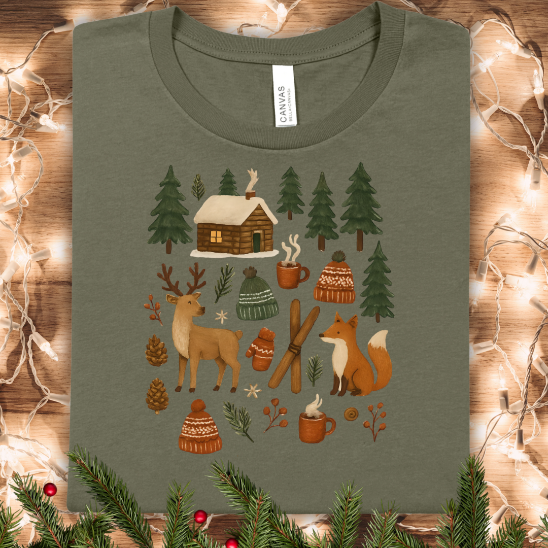 Cozy Rustic Winter Woodland Theme T-Shirt