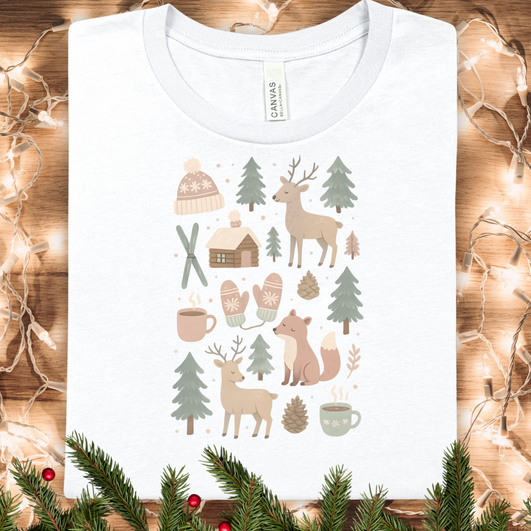Cozy Pastel Winter Woodland T-Shirt