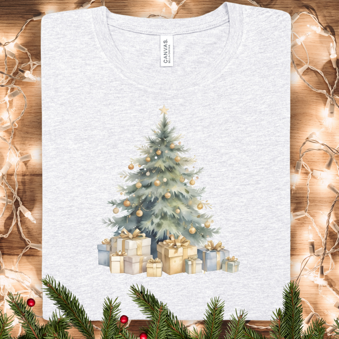 Christmas Tree & Gifts Tee — Festive Holiday Tee Shirt
