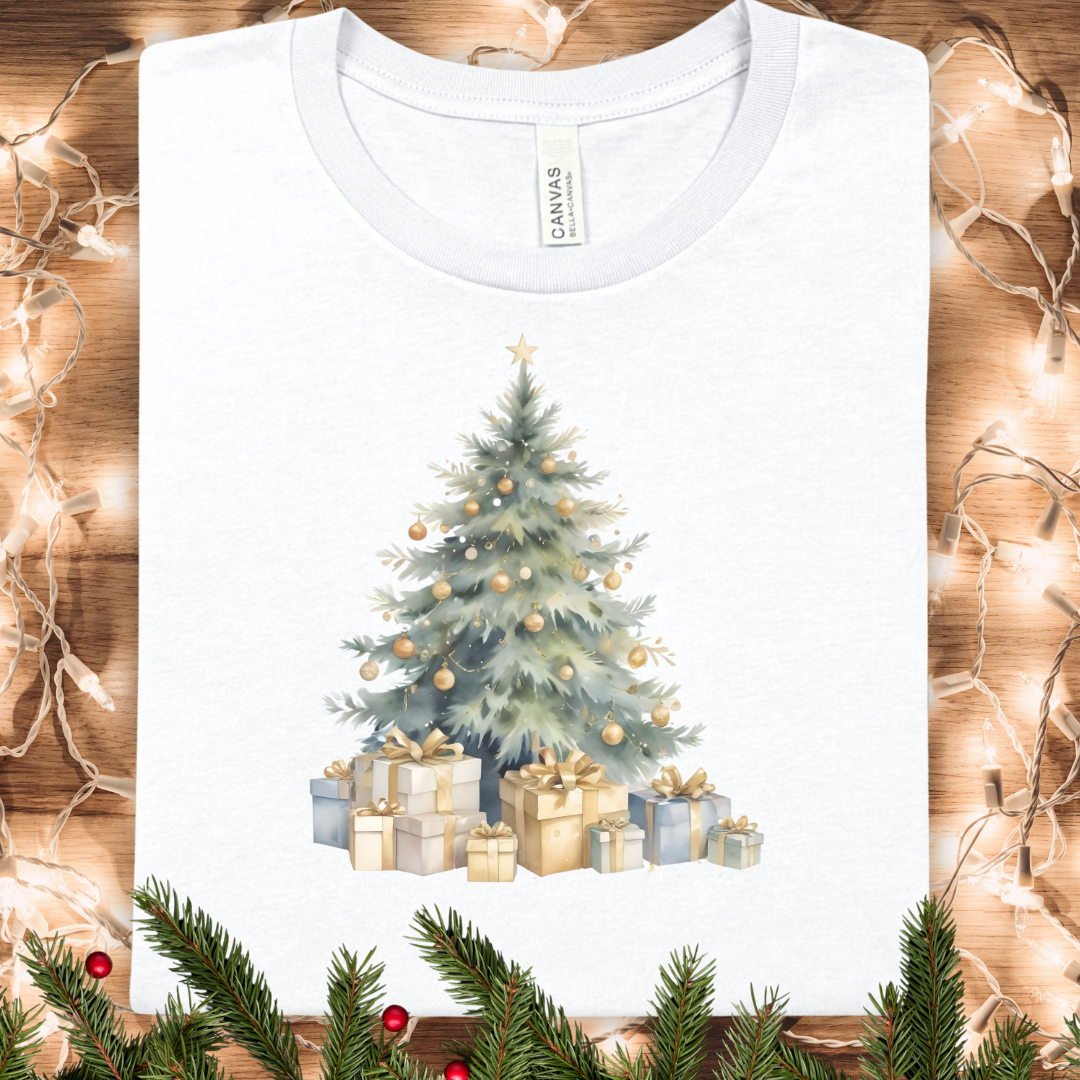 Christmas Tree & Gifts Tee — Festive Holiday Tee Shirt