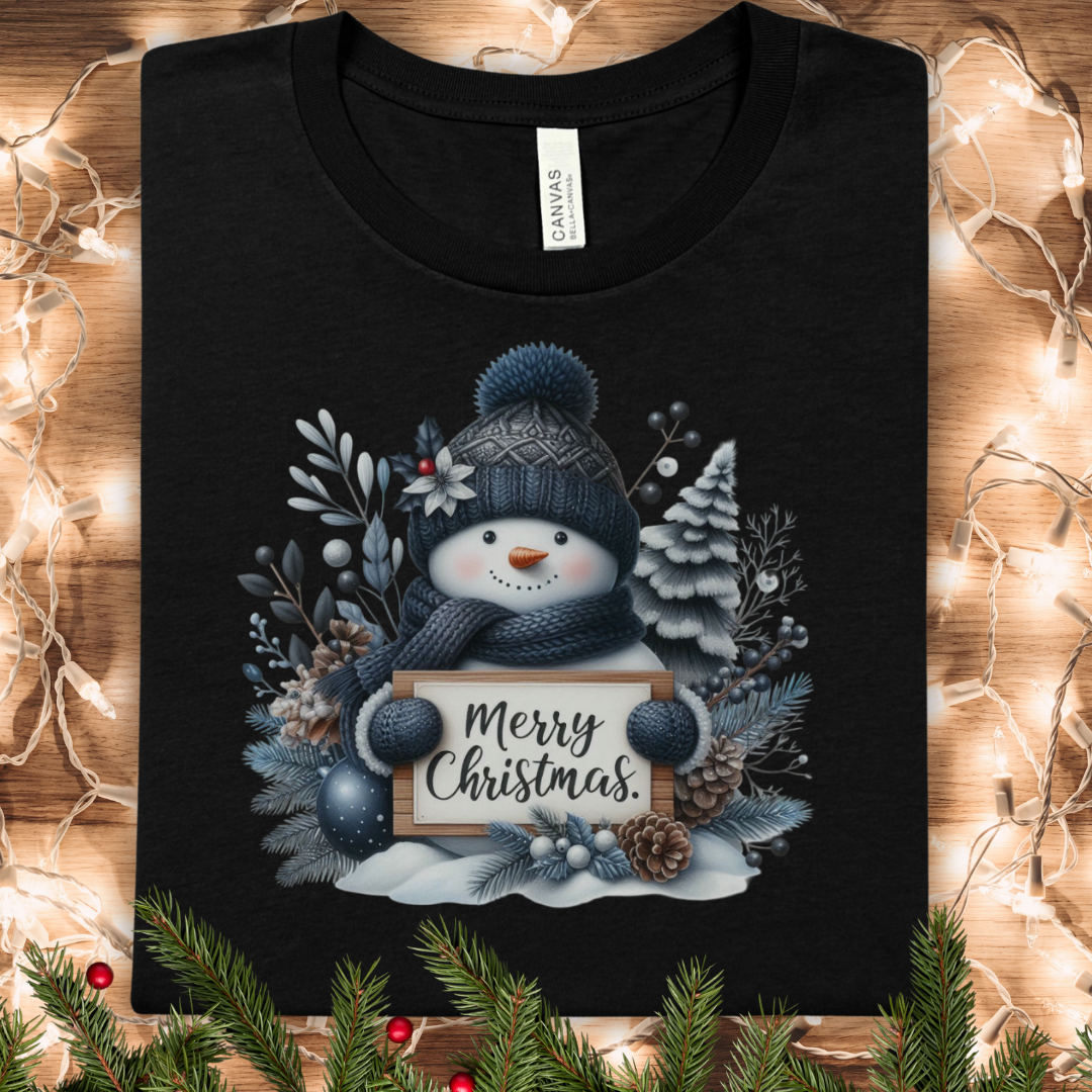 Merry Christmas Snowman T-Shirt — Cute Winter Holiday Tee
