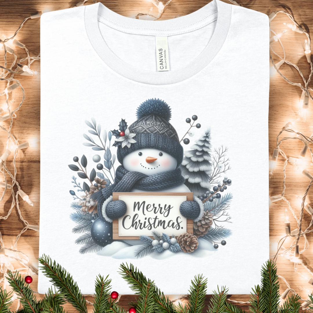 Merry Christmas Snowman T-Shirt — Cute Winter Holiday Tee