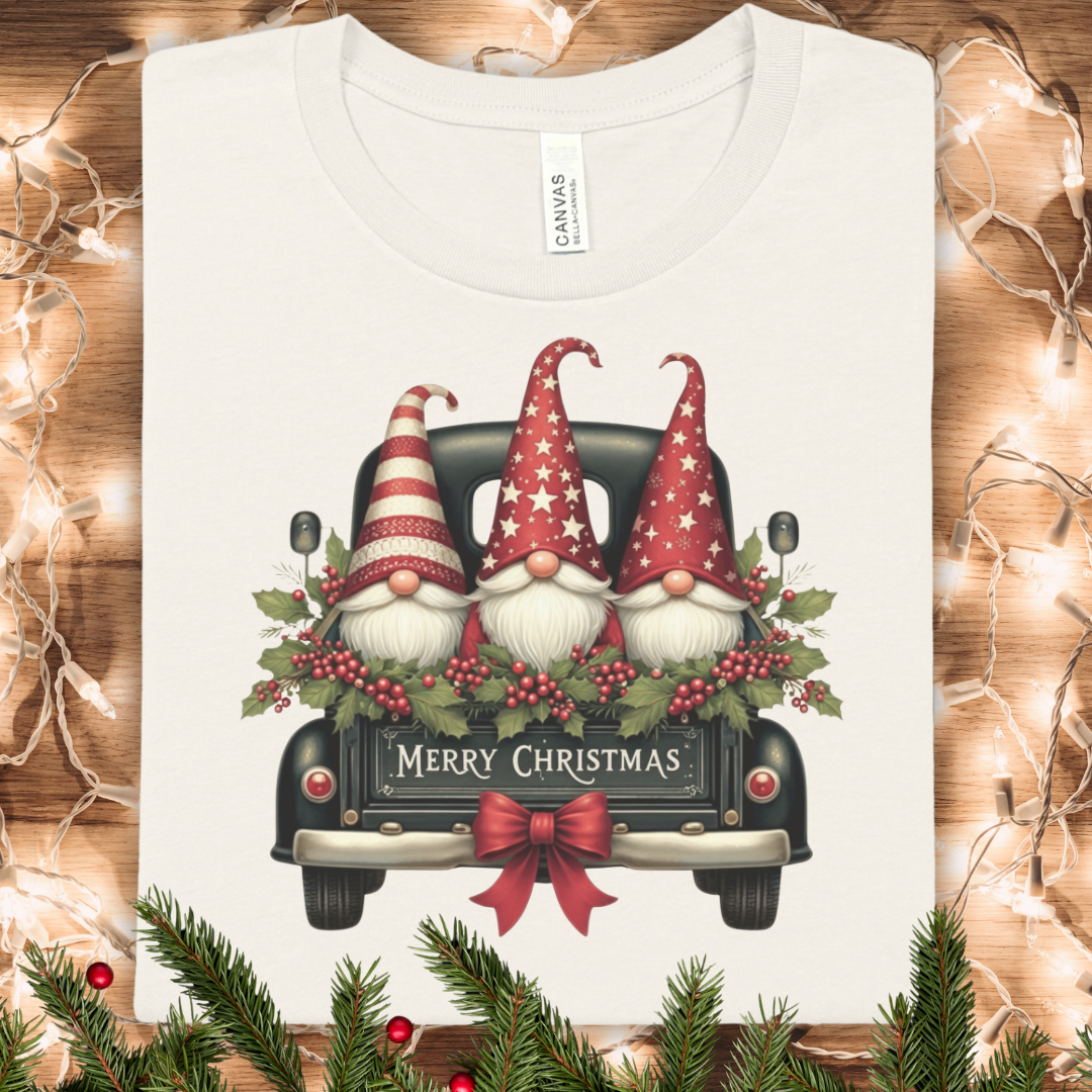Christmas Gnome Tee - Merry Christmas Vintage Truck Holiday Shirt