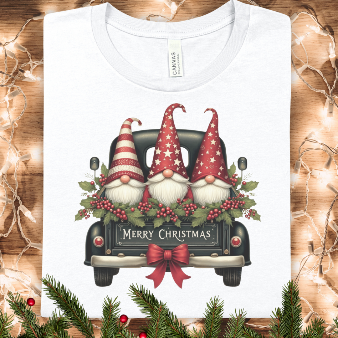 Christmas Gnome Tee - Merry Christmas Vintage Truck Holiday Shirt