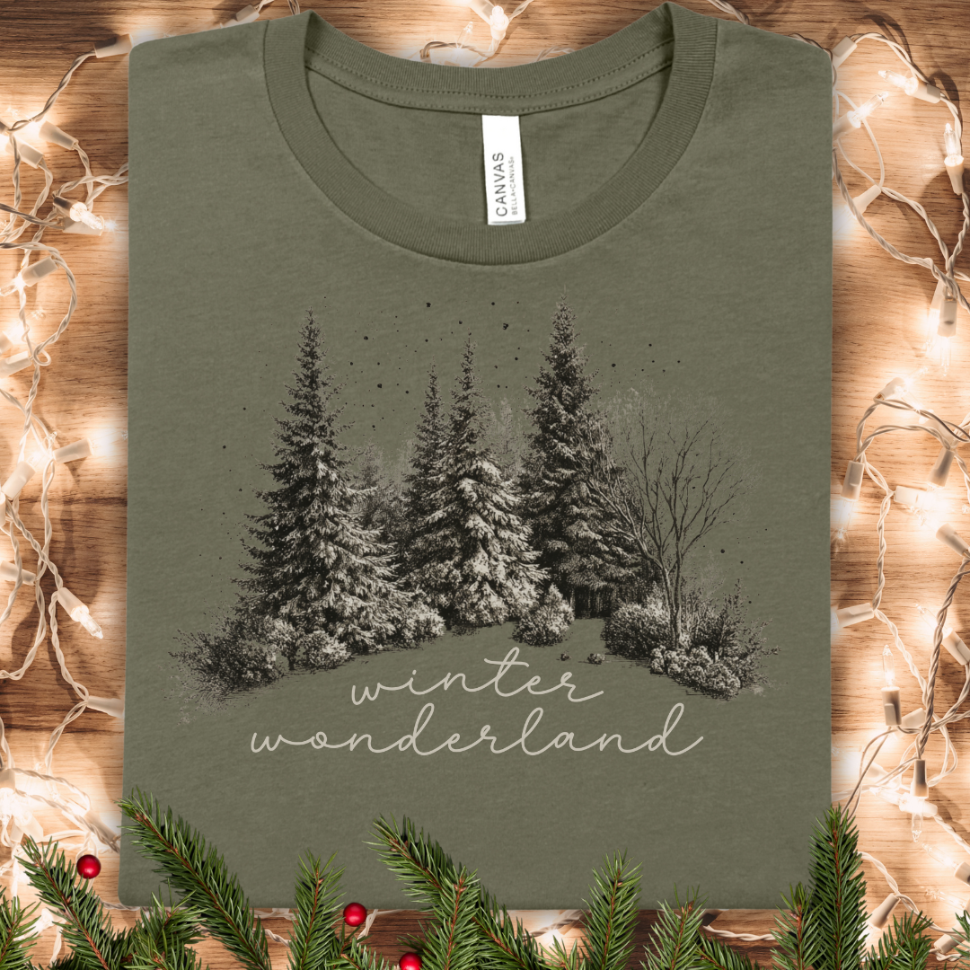 Forest Wonderland Tee — ‘Winter’s Wonderland’ Pine Tree Graphic Shirt
