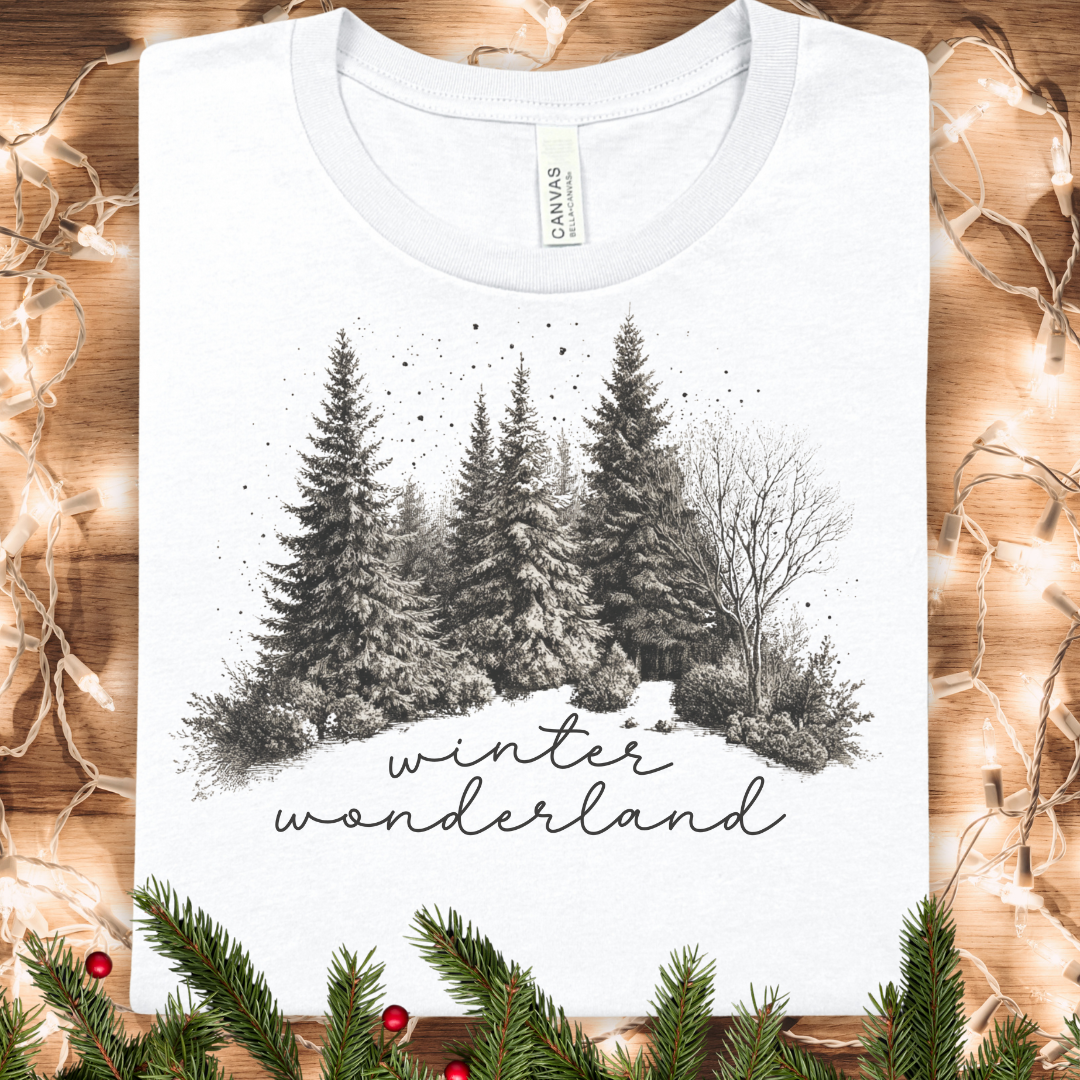 Forest Wonderland Tee — ‘Winter’s Wonderland’ Pine Tree Graphic Shirt