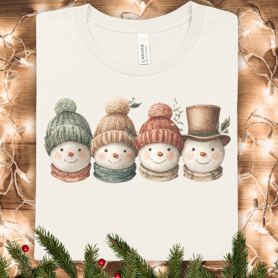 Cute Snowman Family T-Shirt — Cozy Winter Holiday Tee