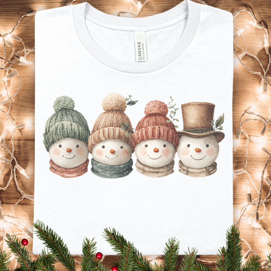 Cute Snowman Family T-Shirt — Cozy Winter Holiday Tee