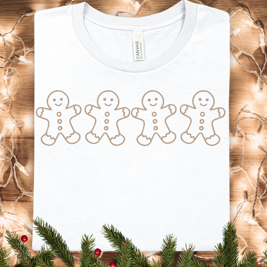 Gingerbread Friends Tee — Cute Row of Gingerbread Cookies Holiday T-Shirt