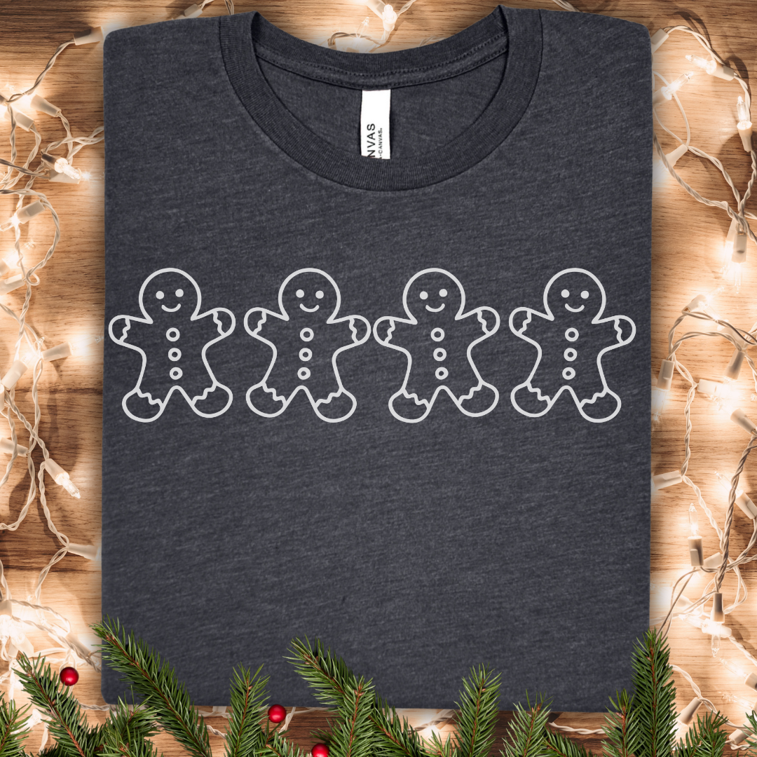 Gingerbread Friends Tee — Cute Row of Gingerbread Cookies Holiday T-Shirt