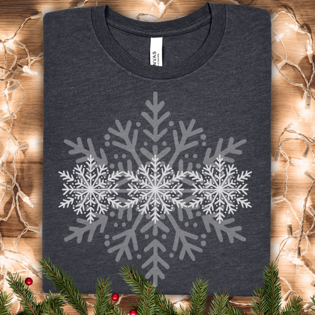 Snowflake Stripe T-Shirt — Winter Holiday Snowflakes Tee