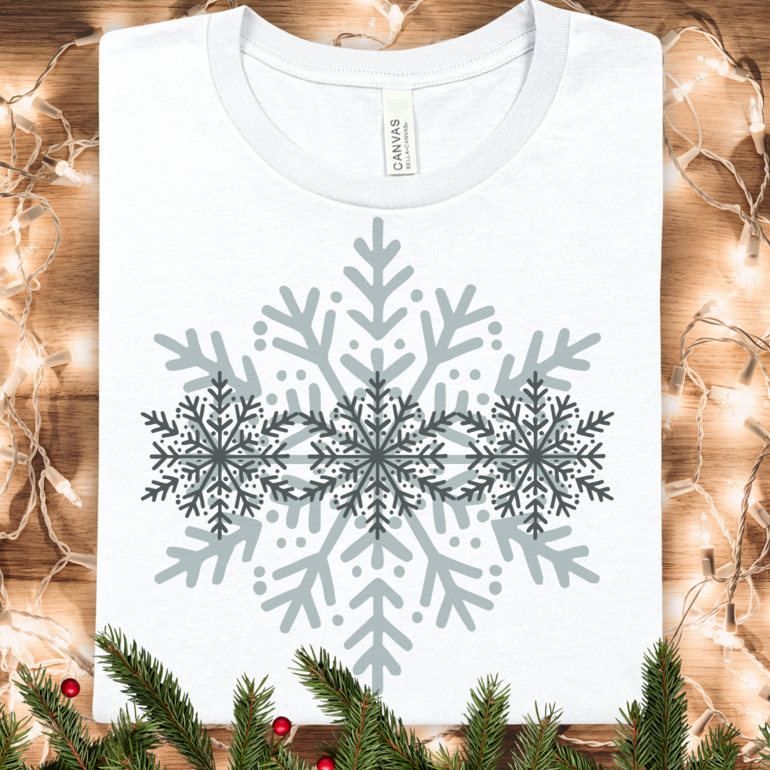 Snowflake Stripe T-Shirt — Winter Holiday Snowflakes Tee