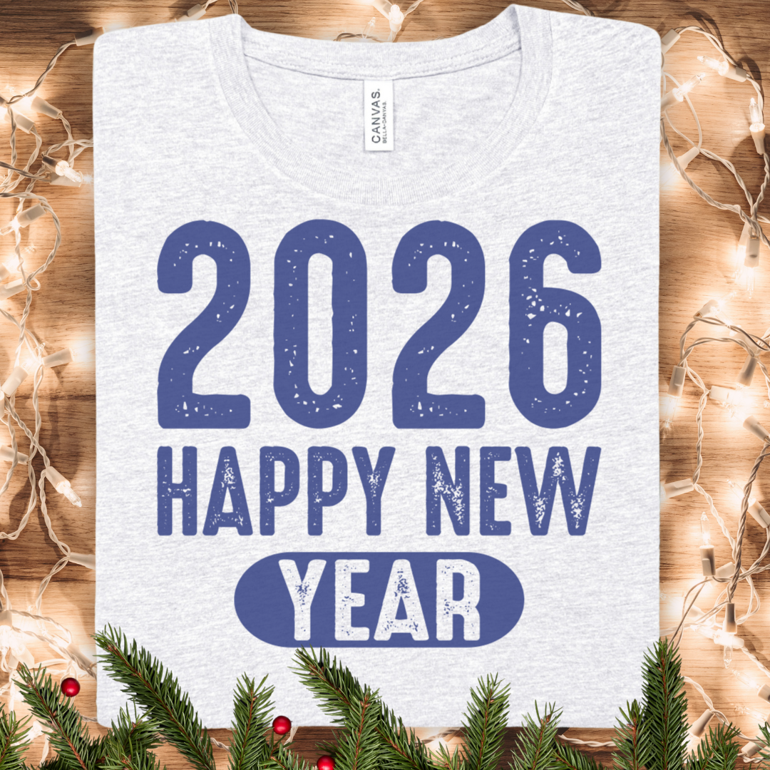 2026 Happy New Year T-Shirt — Retro Distressed NYE Tee