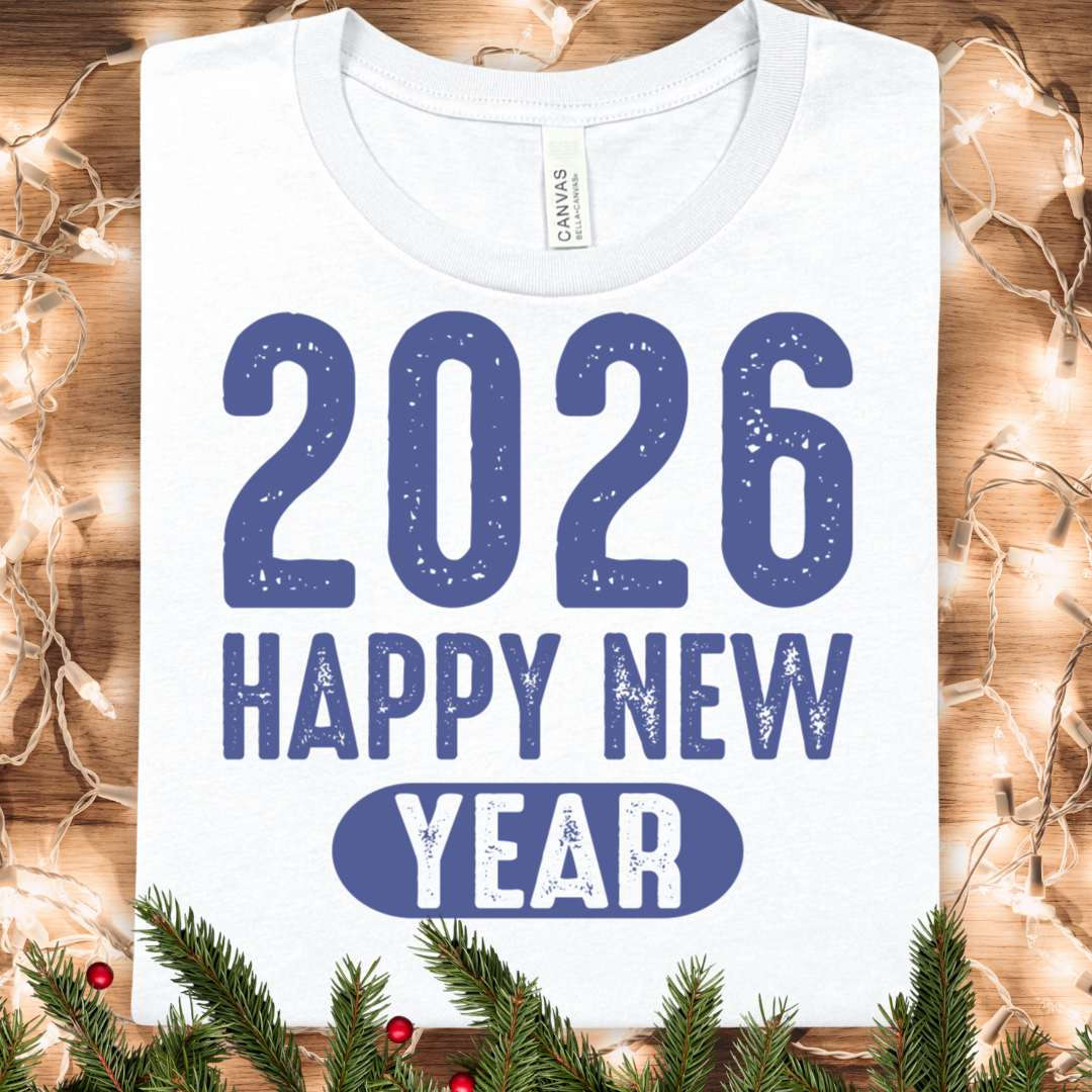 2026 Happy New Year T-Shirt — Retro Distressed NYE Tee