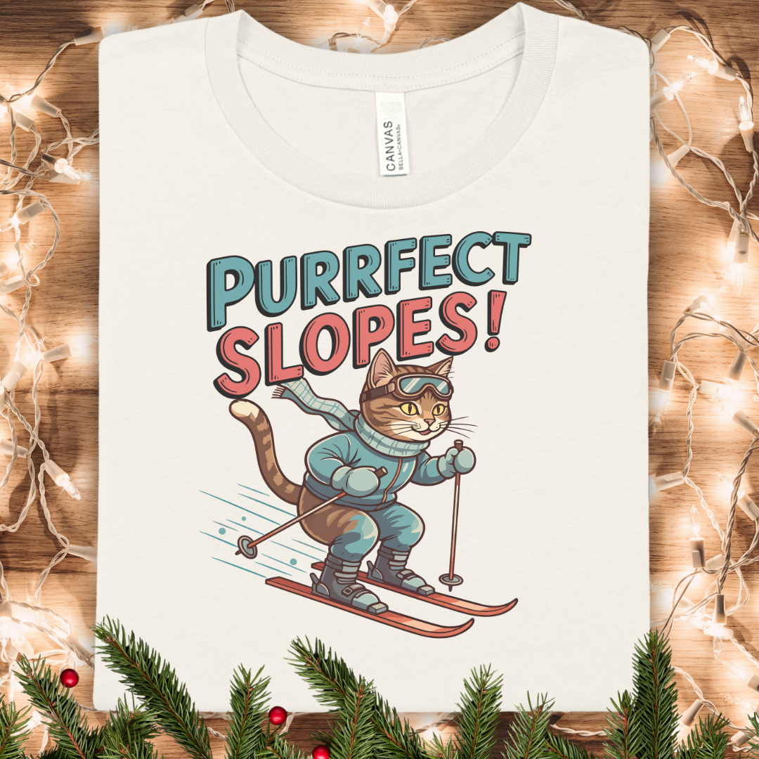 Purrfect Slopes Ski Cat T-Shirt