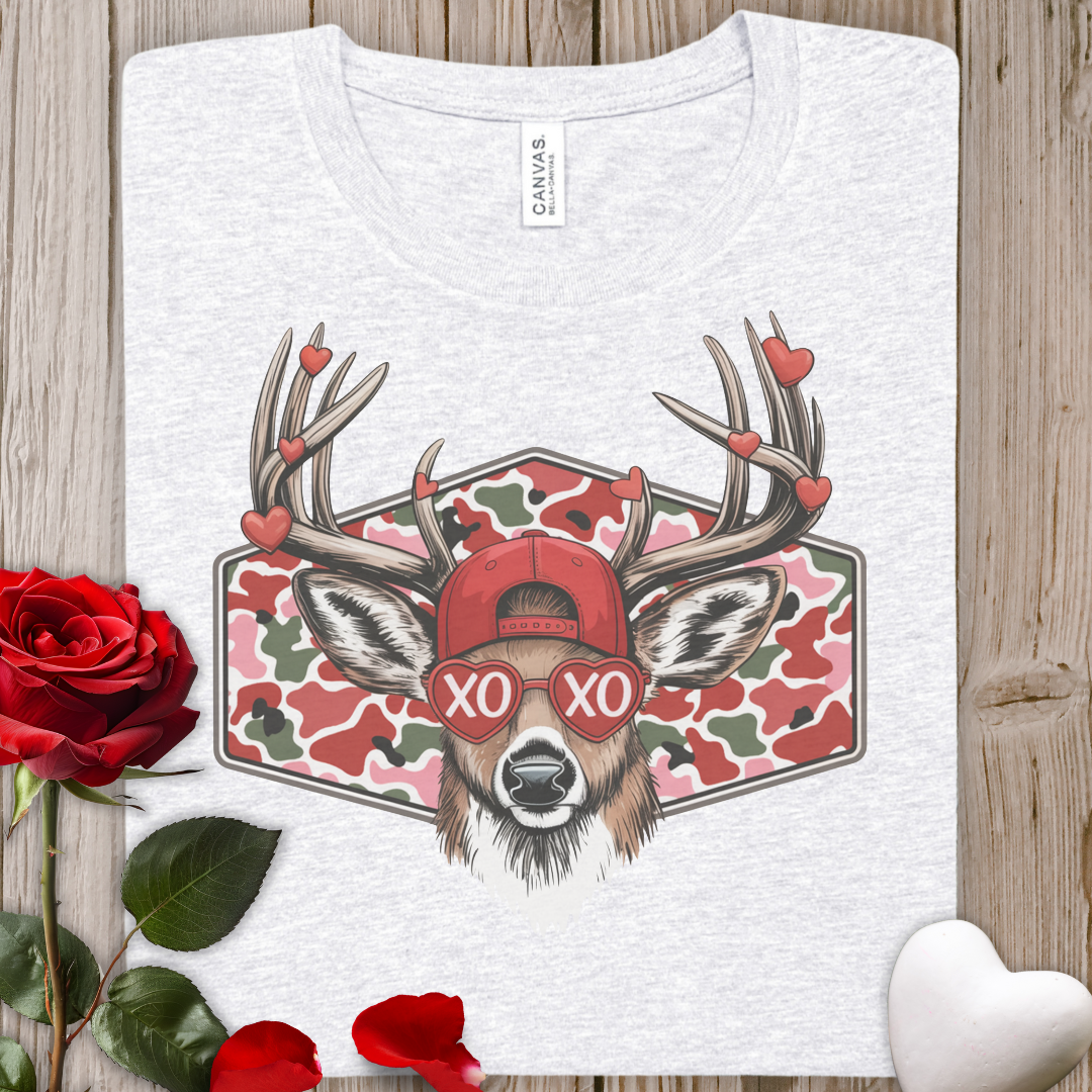 Buck Valentine Tee - 'XO XO' Camo Heart Hunting Shirt